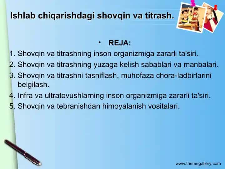 Ishlab chiqarishdagi shovqin va titrash