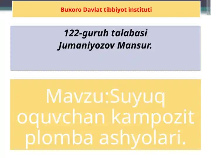 Suyuq oqimchan kompozit plomba materiallari