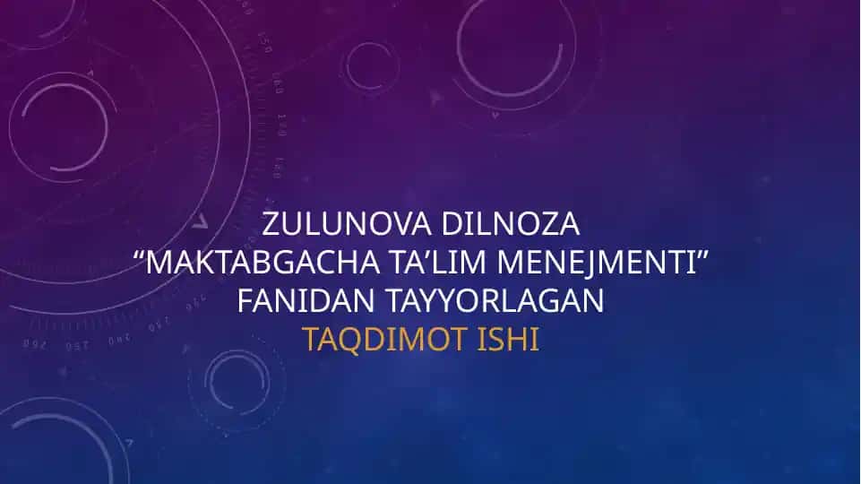 Maktabgacha taʼlim tashkilotida tarbiyaviy ishlarni modellashtirish
