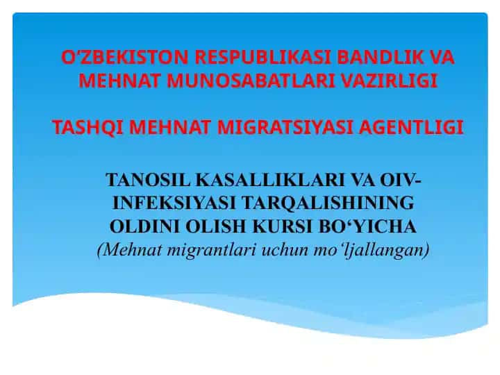 Tanosil kasalliklari va OIV infeksiyasi tarqalishi haqida umumiy ma’lumot