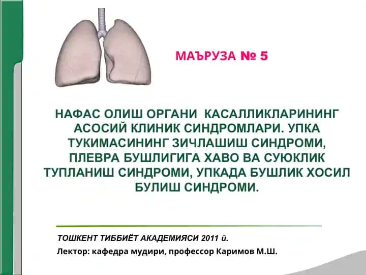 Nafas olish organi kasalliklarining asosiy klinik sindromlari