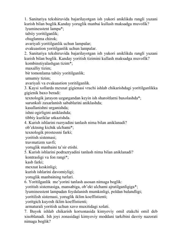 Sanitariya tekshiruvida bajarilayotgan ishlar uchun yoritish lampa