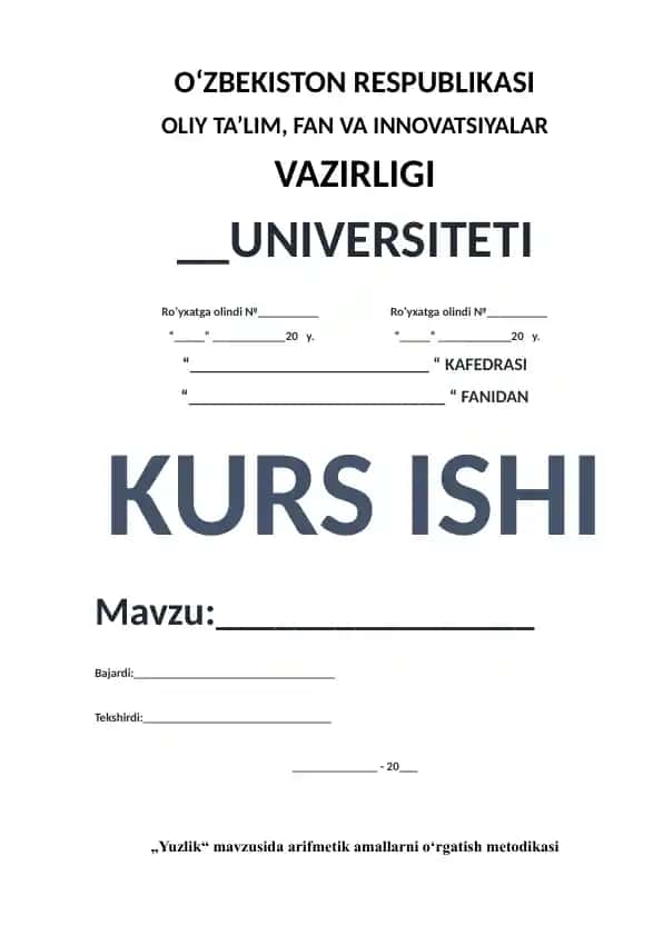 Yuzlik mavzusida arifmetik amallarni o‘rgatish metodikasi