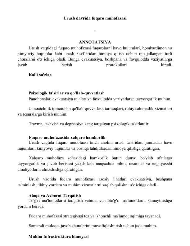 Urush davrida fuqaro muhofazasi