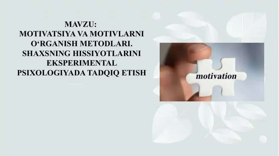 Motivatsiya va Motivlarni O‘rganish Metodlari