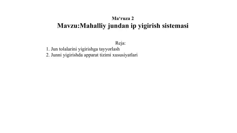 Mahalliy jundanip yigirish sistemasi
