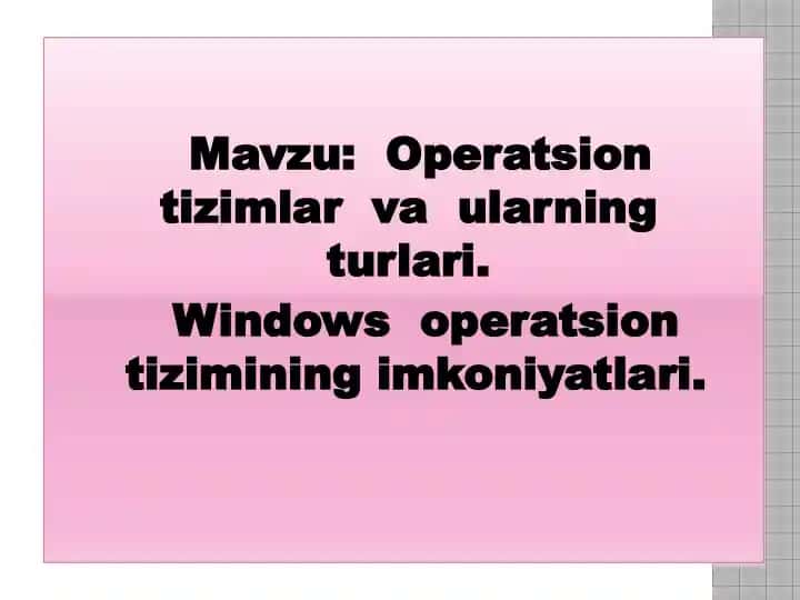 Windows Operatsion tizimi