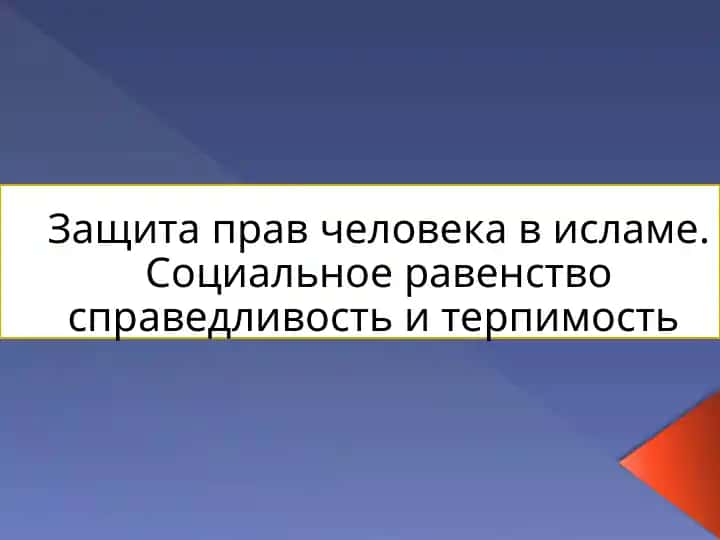 Защита прав человека в исламе. Социальное равенство справедливость и терпимость