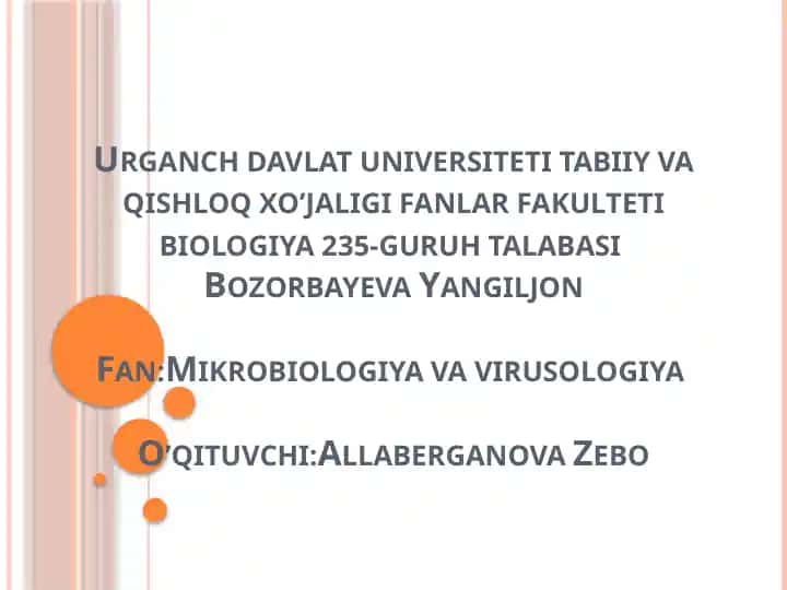 Mikrobiologiya va virusologiya