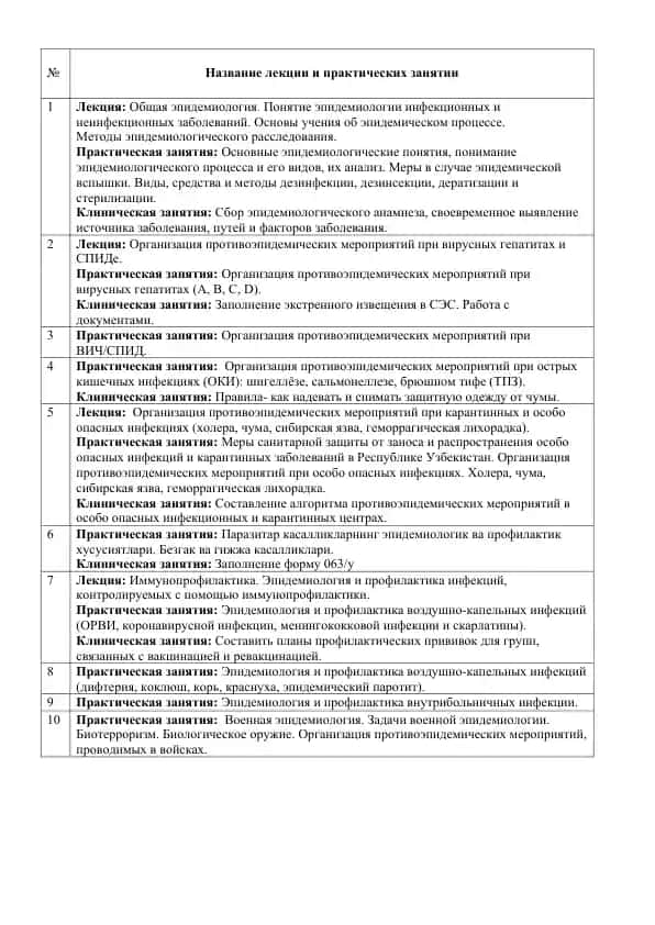Организация противоэпидемических мероприятий