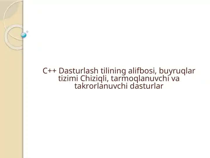 C++ Dasturlash tilining alifbosi, buyruqlar tizimi