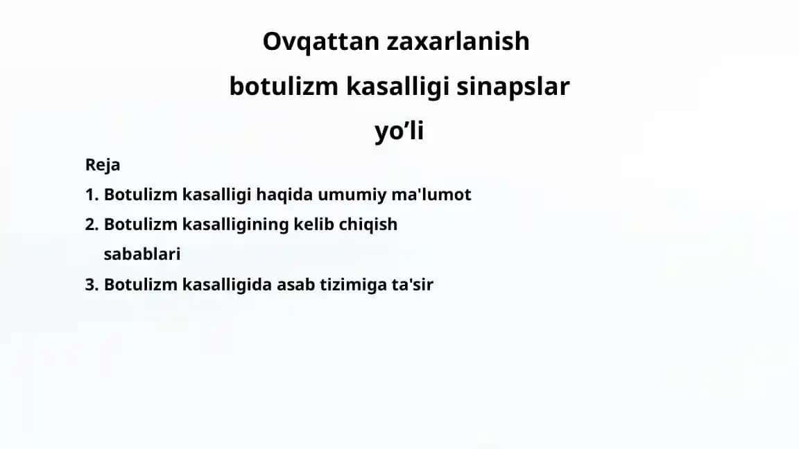 Botulizm Kasalligi