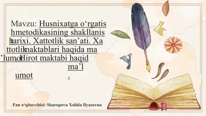 Husnixatga o‘rgatish metodikasi