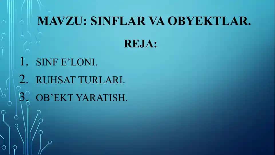 Sinflar va Ob'yektlar