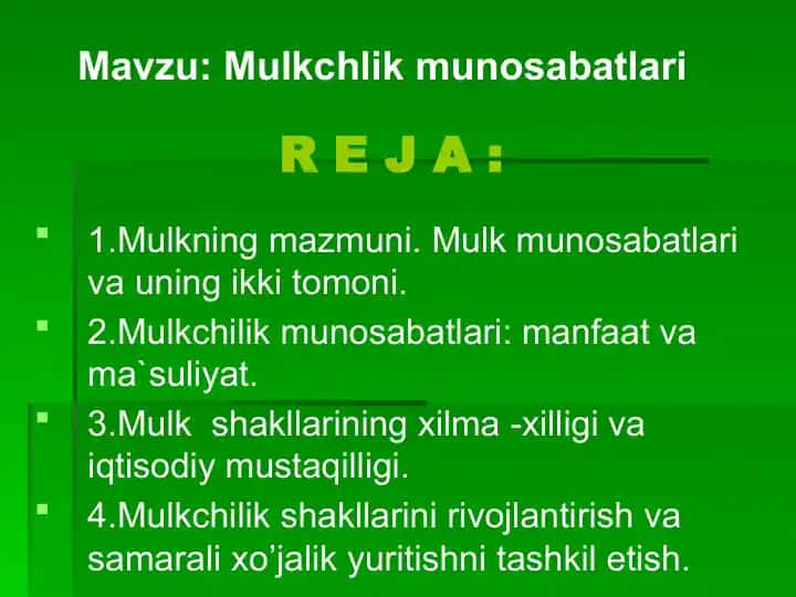 Mulkchlikmunosabatlari