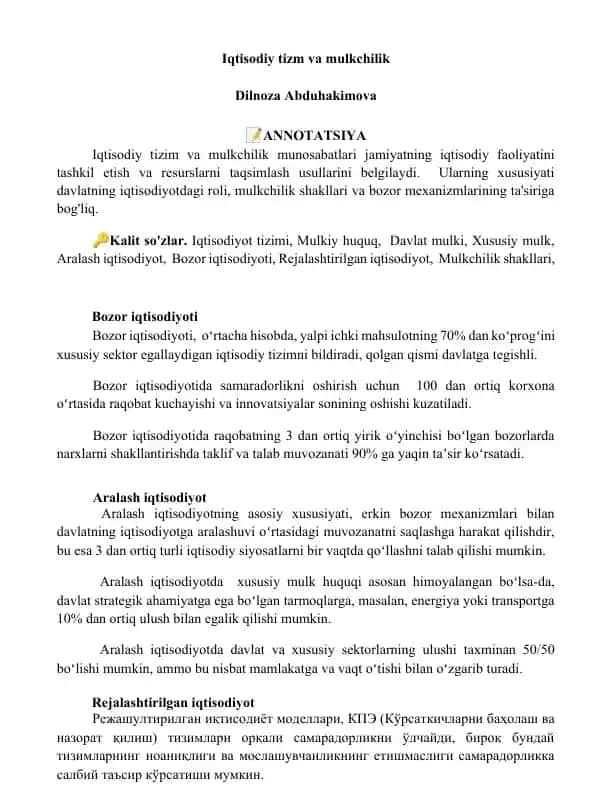 Bozor iqtisodiyoti va aralash iqtisodiyot