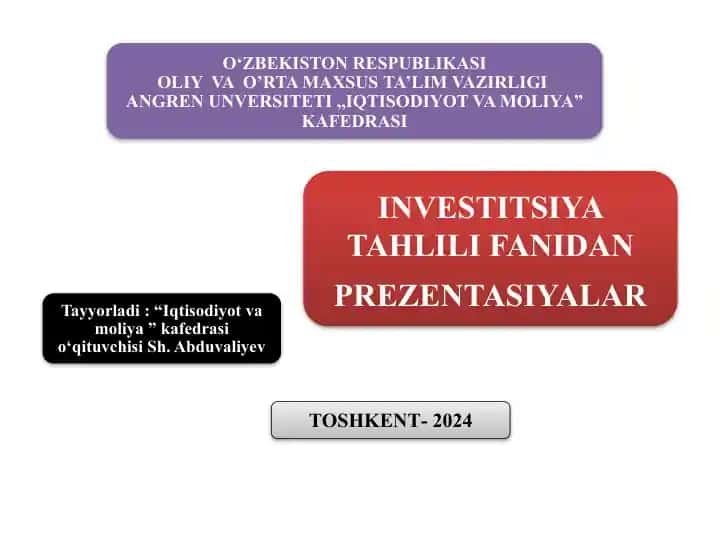 Chetel investitsiyalar va kreditlar hisobiga loyiha larni moliyalashtirish