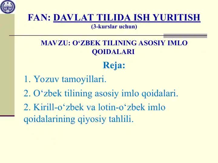 Davlat tilida ish yuritish