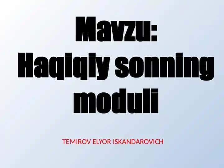 Haqiqiy sonning moduli