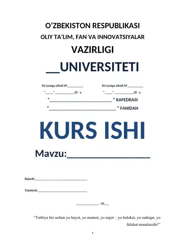 Kurs ishi: O'quvchi shaxsini rivojlantirish