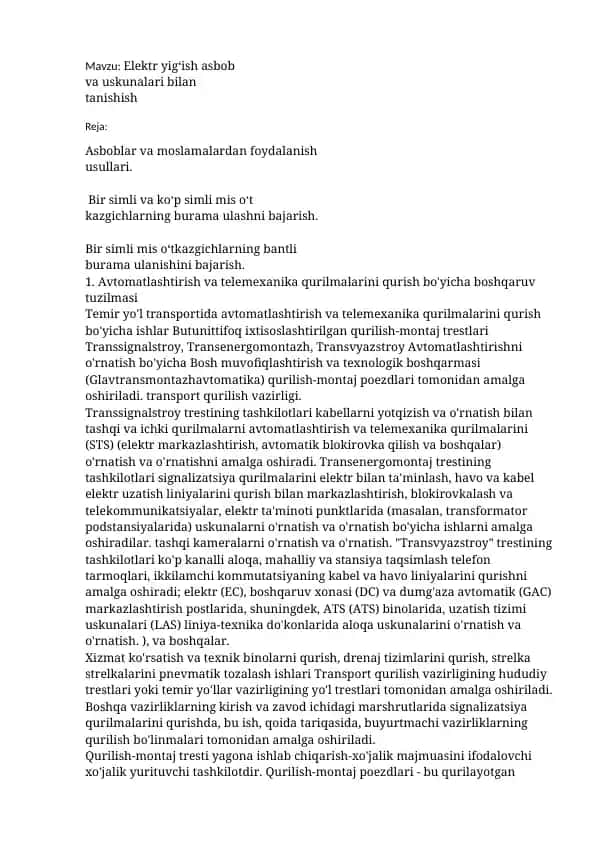 Elektr yig‘ish asbob va uskunalari