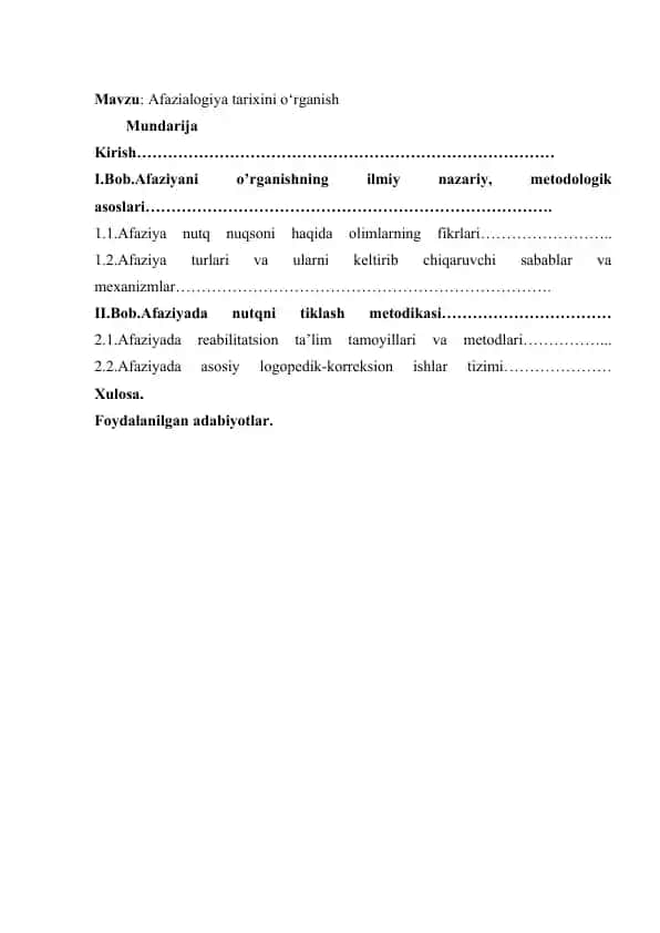 Afazialogiya tarixini oʻrganish