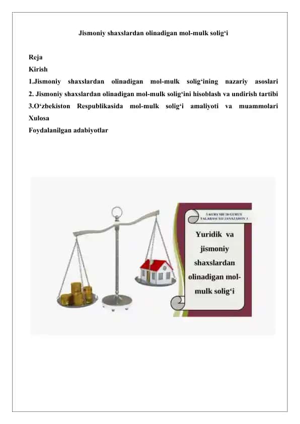 Jismoniy shaxslardan olinadigan mol-mulk solig‘i