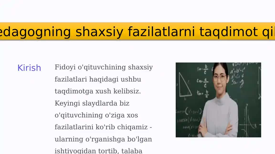 Fidoyio'qituvchining shaxsiy fazilatlari