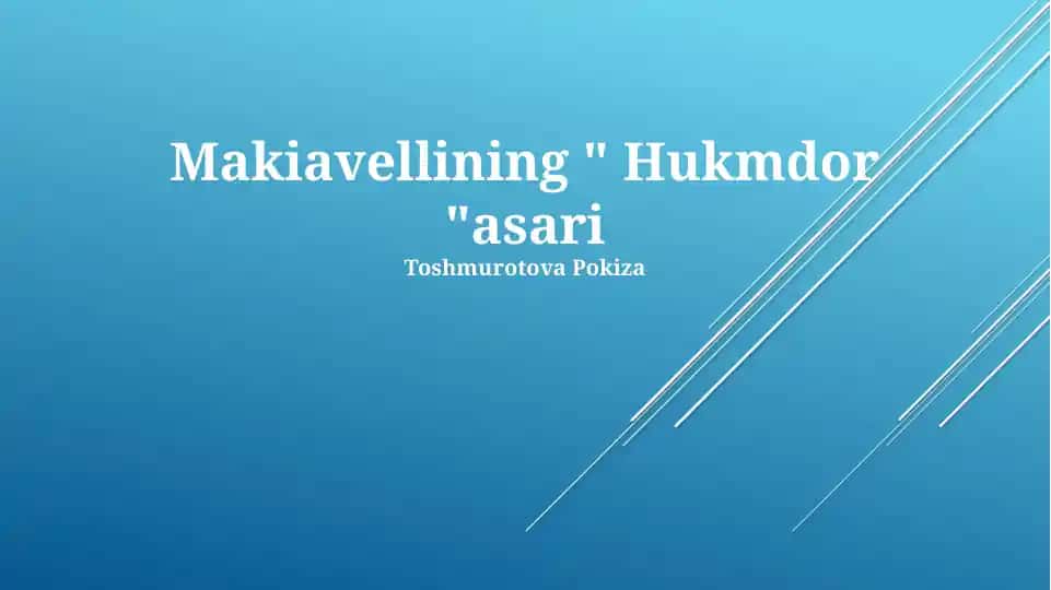 Makiavellining "Hukmdor" asari