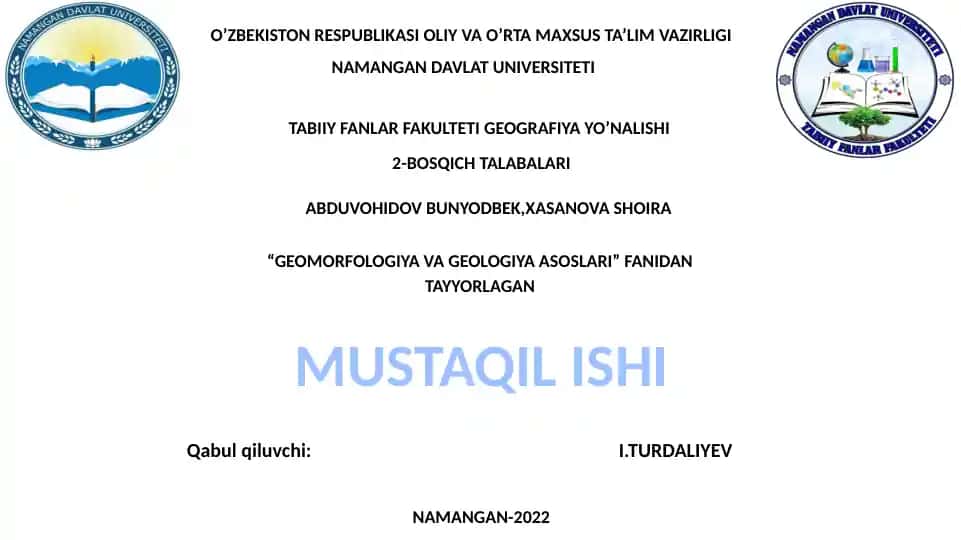 Geomorfologiya va Geologiya Asoslari