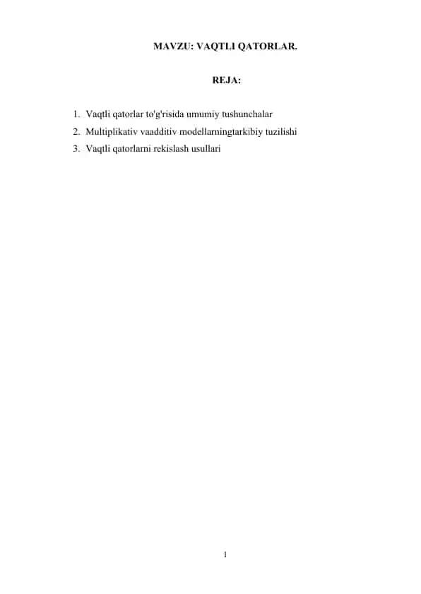 Vaqtli Qatorlar