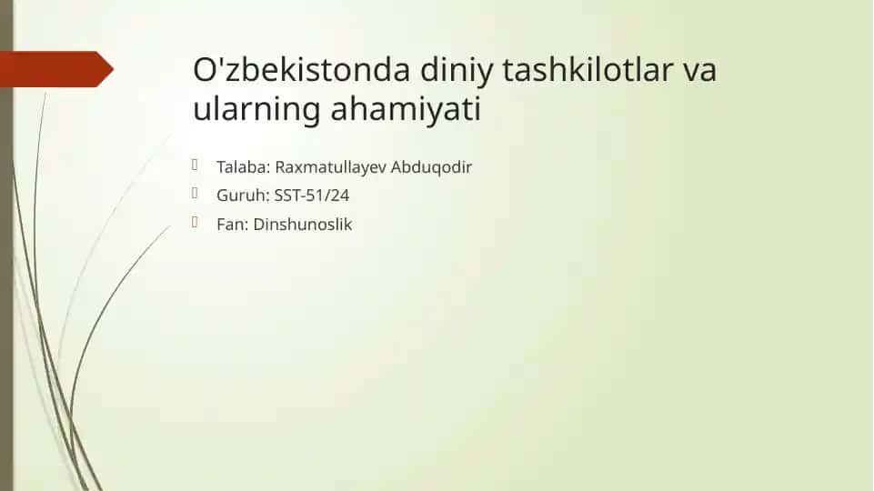 O'zbekistonda diniy tashkilotlar va ularning ahamiyati