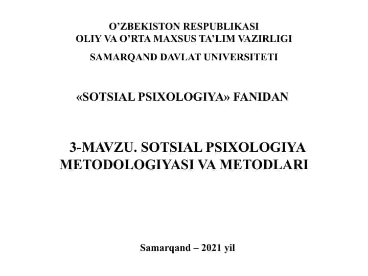 Sotsial psixologiya metodologiyasi