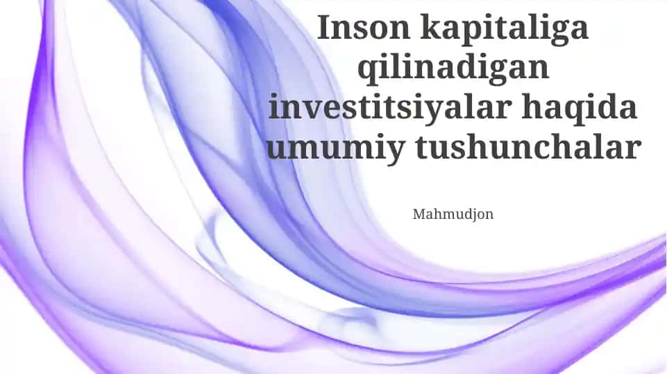Inson kapitaliga investitsiyalar
