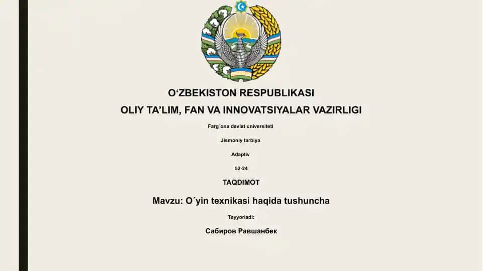 O'yin texnikasi