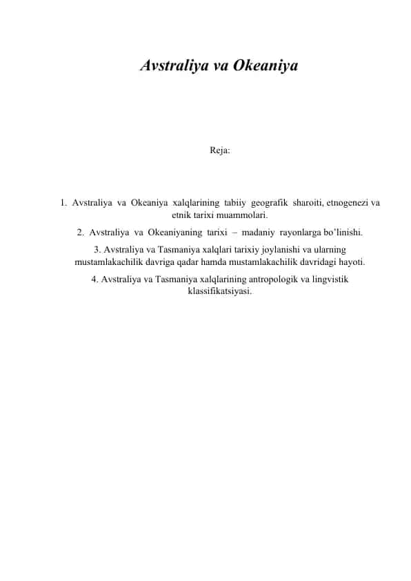 Avstraliya va Okeaniya xalqlarining geografik va etnik tarixi