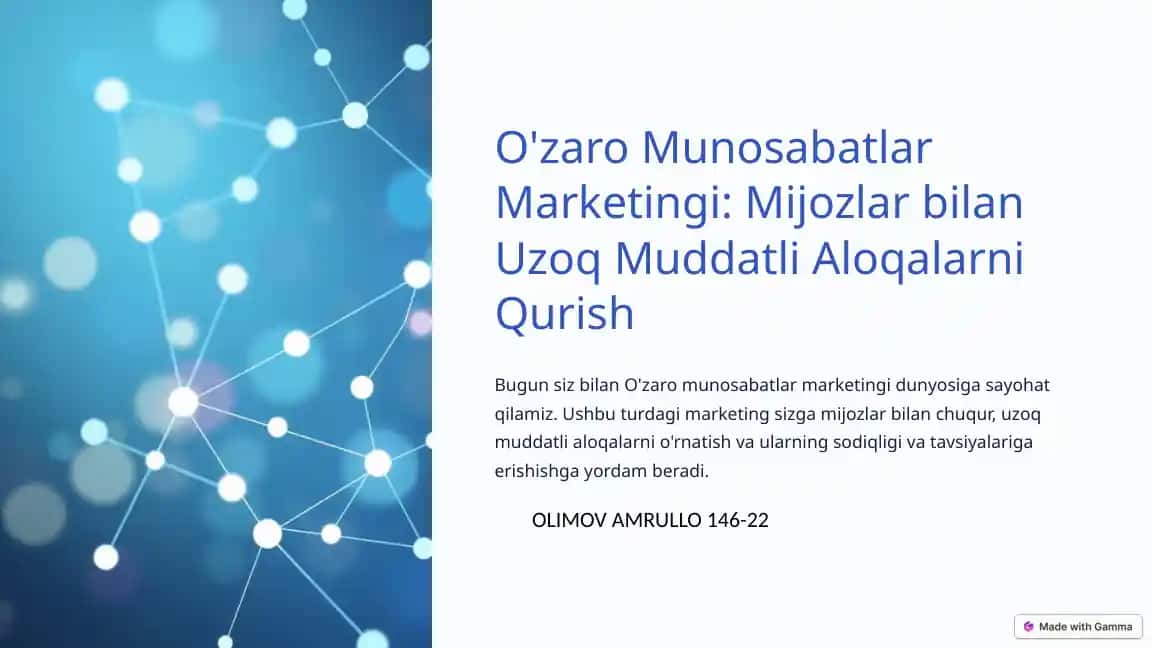 O'zaro Munosabatlar Marketingi: Mijozlar bilan Uzoq Muddatli Aloqalarni Qurish