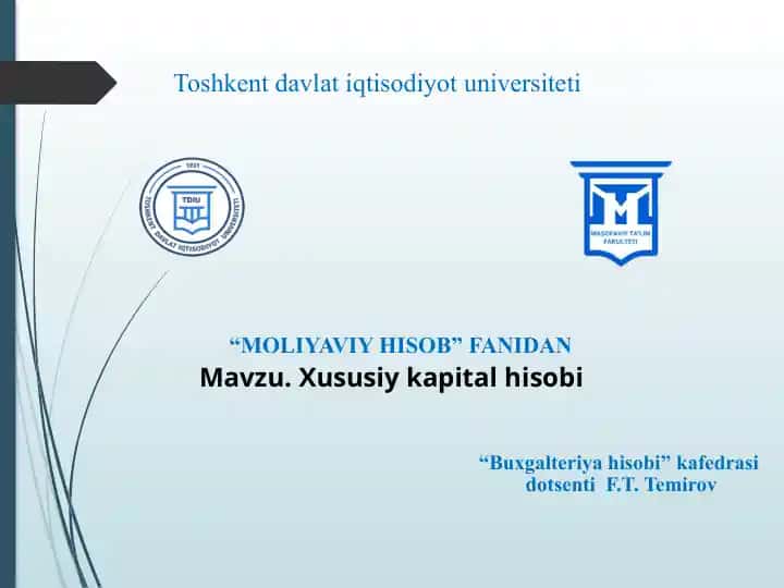 Xususiy kapital hisobi