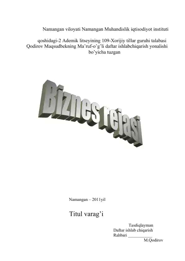 Biznes rejasi