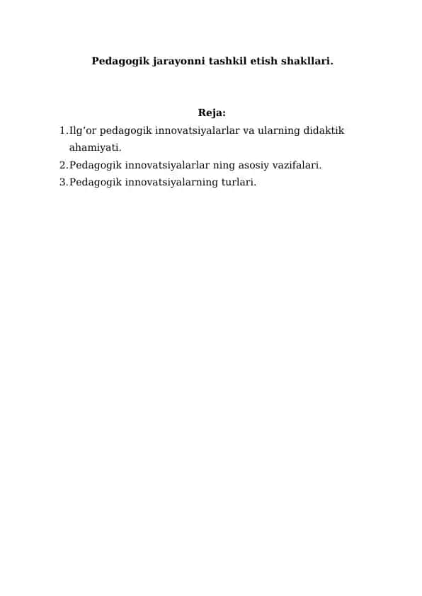 Pedagogik texnologiya nazariyasi