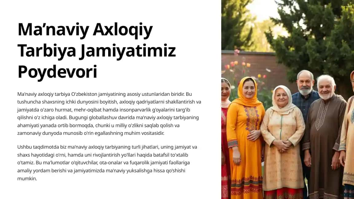 Ma'naviy Axloqiy Tarbiya Jamiyatimiz Poydevori