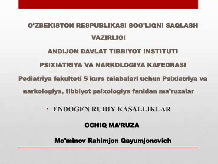Endogen ruhiy kasalliklar