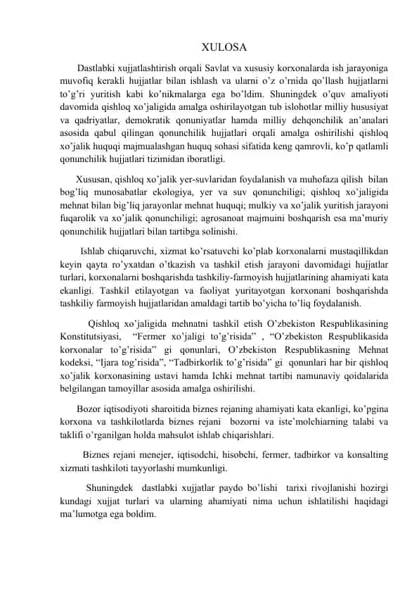 Qishloq xo’jaligi huquqi va qonunchilik hujjatlari