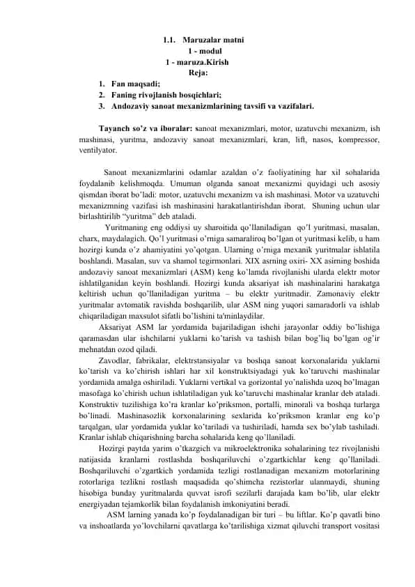 Sanoat mеxanizmlari