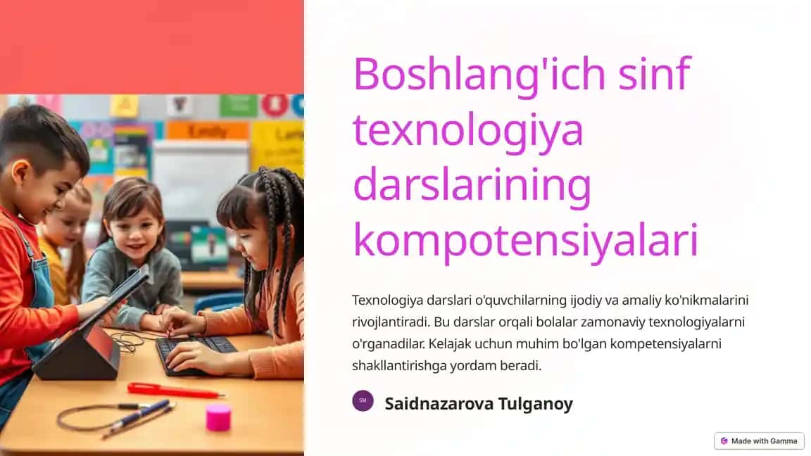 Boshlang'ich sinf texnologiya darslarining kompotensiyalari