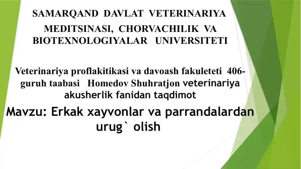 Erkak xayvonlar va parrandalardan urug` olish