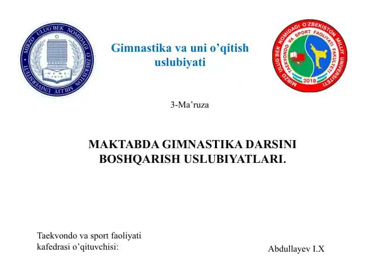Gimnastika va uning o'qitish uslubiylari