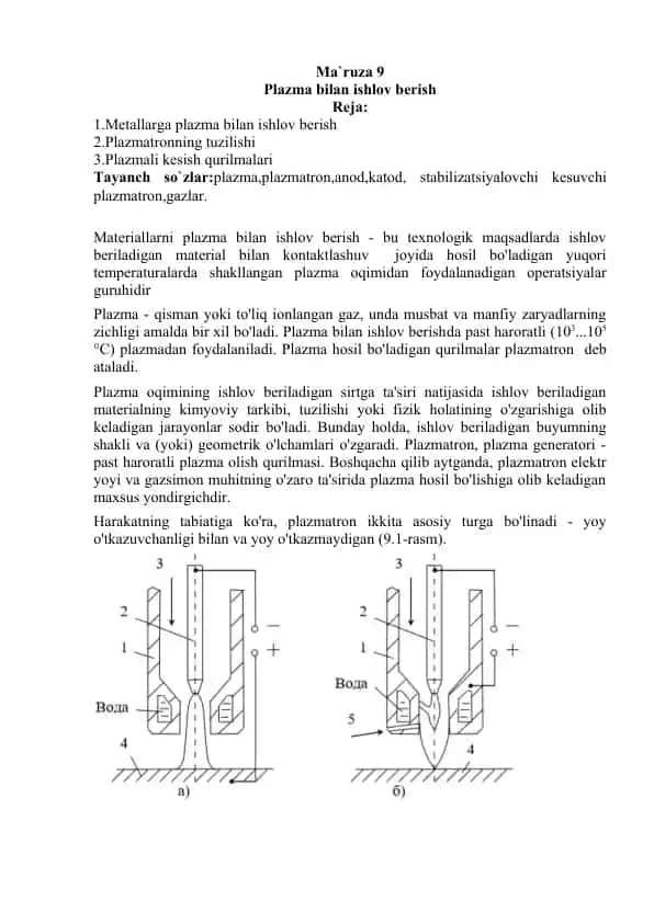 Plazma bilan ishlov berish