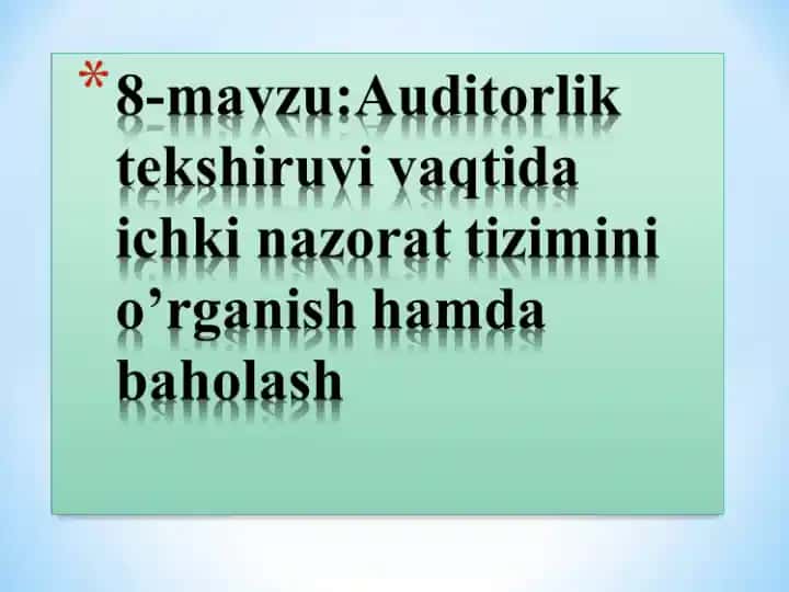 Korxona faoliyatini o’rganish