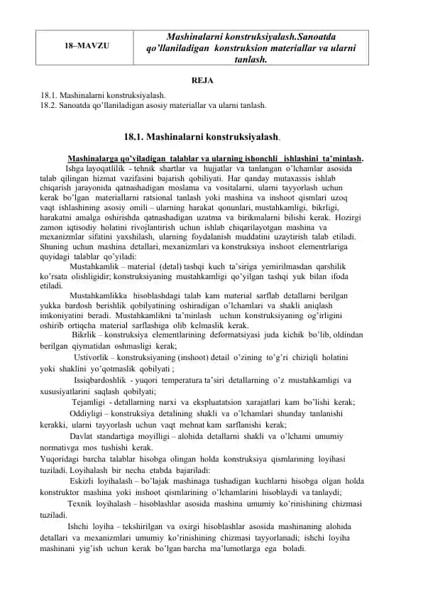 Mashinalarni konstruksiyalash